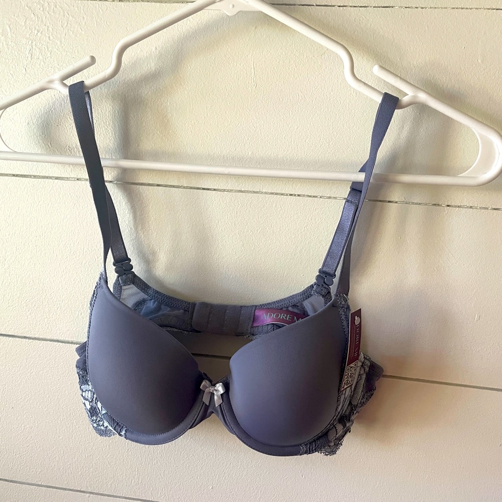 Soft blue with lace push up bra